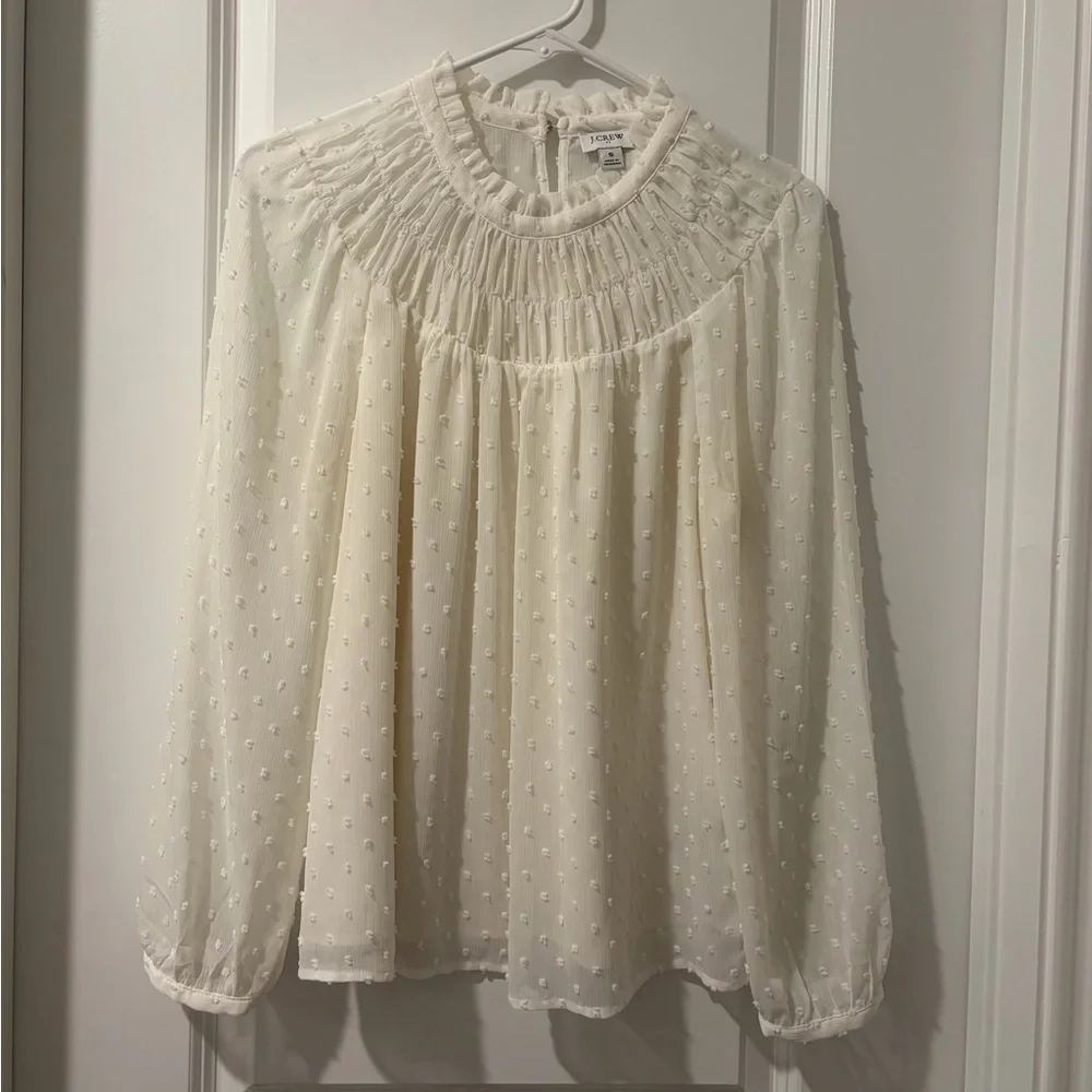 J. Crew Cream Textured Blouse